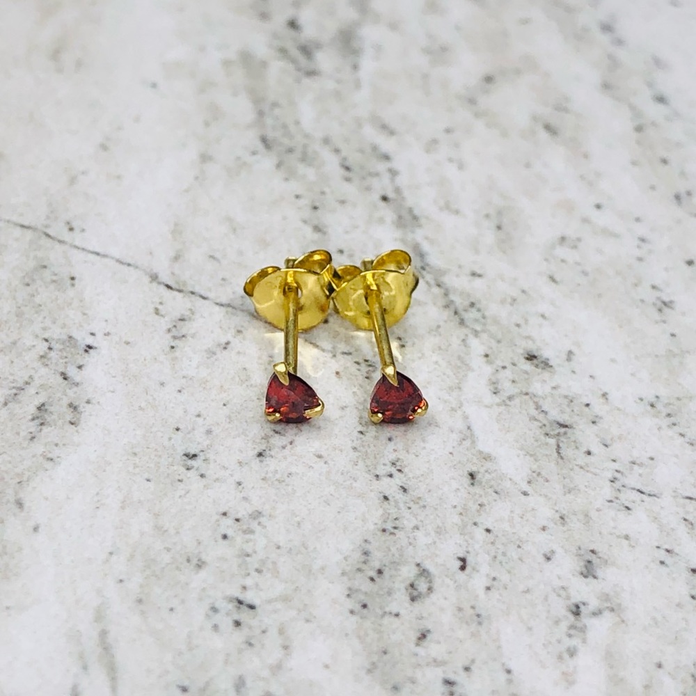 925 Sterling Silver Pear Garnet CZ Gold Earrings